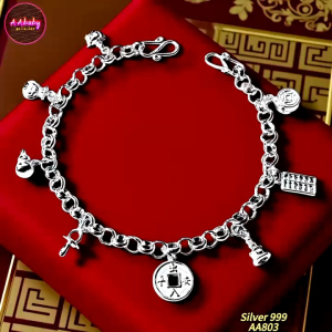 🌈AAbaby Galleries AA803 Original Baby S999 Silver Anklet Bracelet纯银八平安宝宝小孩脚链Rantai/Gelang Kaki
