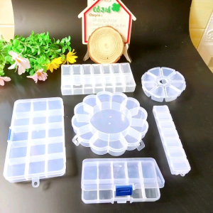 Hộp nhựa trong suốt chia ô đựng phụ kiện đá nail đồ dùng cá nhân (1 CÁI )