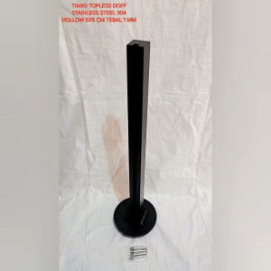 TIANG TOPLESS HITAM / BLACK RAILING KACA TINGGI 85 CM TEPI TENGAH SUDUT HOLLOW 5X5 CM STAINLESS STEEL 304