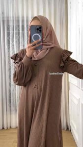 Eurigo - Varsa Tunik Wanita Panjang Fashion Muslim Rajut Tangan Balon