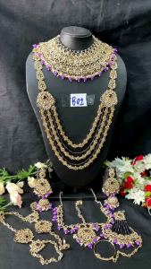 ชุดสร้อยคออินเดีย ชุดใหญ่ มี8ชิ้น งานคริสตัลอินเดีย สินค้าพร้อมจัดส่ง Indian Full Bridal Set