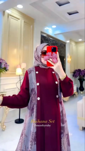 Raihana set gamis muslimah terbaru gamis buka pintu motip kekinian terbaru