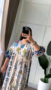 LIDIYA LONG DRESS//DASTER LIDIYA MOTIF BUNGA TERBARU BUSUI//DRESS PANJANG ANNISA RAYON PREMIUM