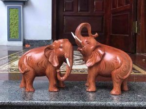Tượng voi đôi cúi ngửa trang trí phong thủy