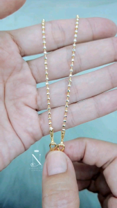 NL09 สร้อยคอทองคำขาว ลายเหลี่ยมตัดลาย เม็ด2มิล เล่นไฟวิบวับ สวยเทียบแท้ ตะขอมีตราปั้ม มีใบรับประกันสินค้าหญิง
