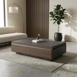 (Hàng nhập khẩu) Bàn trà đơn Sofa phòng khách YUGEN mặt kính cẩm thạch cốt gỗ MDF sang trọng BN-30