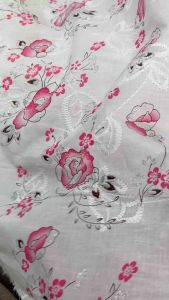 VẢI BOI THÊU IN HOA HỒNG CÓ KIM TUYẾN