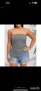 Plus Size Tube Crop Top with Slit - KEISHA