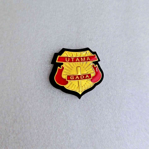 Pin Satpam Gada Utama Akrilik Hitam Motif 3D Lapisan Resin