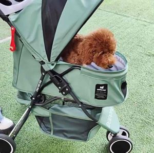 รถเข็นสัตว์เลี้ยง DODOPET รุ่น 3 ล้อ มีที่วางแก้ว รถเข็นแมว สุนัข Pet stroller พับเก็บง่าย รับน้ําได้ถึง15KG. แข็งแรง ทนทาน MONKEY