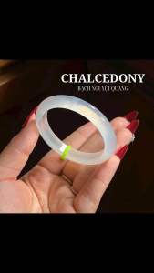 Vòng kiềng bản hẹ Chaceldony màu Bạch nguyệt quang ni tay 48-58 cho nữ