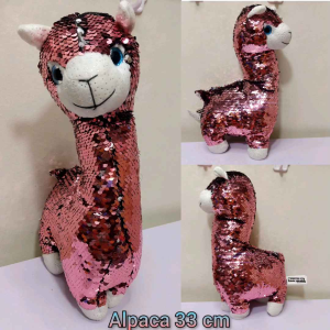 -`♡´- Alpaca Pink Glitzies with Sequin Stuff Toy