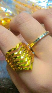 cincin sadur cantik merelip gold plated ring titanium design emas bangkok persis ori