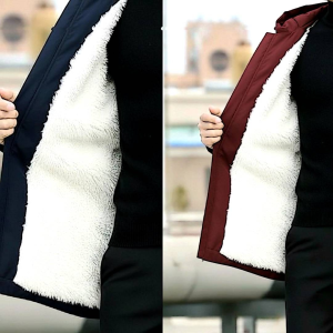 Jaket Jubah Pria Style Korea | Jaket Musim Dingin Lapis Bulu Polar Fleece Tebal