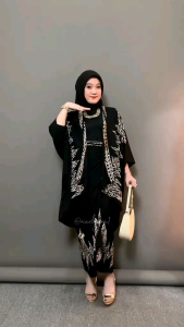 SET KEBAYA MODERN OUTFIT KONDANGAN SIMPEL ONE SET BATIK OUTER ROK LILIT KIMONO WANITA SETPRADA