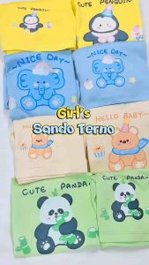 InnocentTees Girls Sando Terno II Baby to 10 y/o Cute Panda Cute Penguin Nice Day Hello Baby Hello Puppy Rabbit Cute Animal Designs