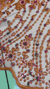 (HARGA PERSETENGAH METER) bahan kain kebaya tulle elibs full payettt/ tille kain brokat mewah/kain untuk gaun