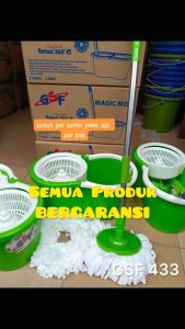 Pel Lantai Alat Pel Putar Otomatis Stainless Magic Mop GSF 433 Super Mop