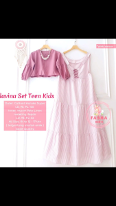 ((DRESS SETELAN REMAJA)) Setelan 2in1 Anak Bahan Katun Slavina Setelan Inner&Outer Dress salur Rempel By FASHA KIDS.