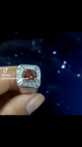 แหวนเงินล้อมเพชร พลอยแท้ธรรมชาติ พลอยเพทายดิบ ไฟเต็ม สะอาด ไซต์59-60