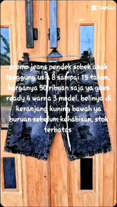JEANS PENDEK SOBEK ANAK TANGGUNG USIA 8-15 TAHUN
