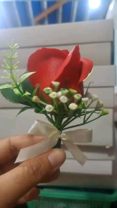 Hoa cài áo hai họ - hoa sáp cài áo chú rể có ghim cài