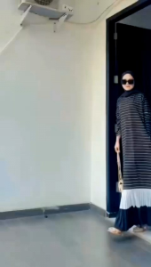 Alana dress gamis kaos salur wanita jumbo fit to XXL terbaru mewah elegan kekinian