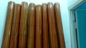 Tirai bambu sawit gulung vernis+pliture ukuran 2x2m plus tali kerekan
