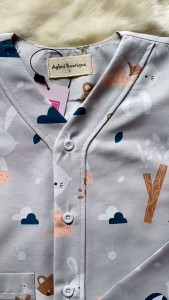 Piyama Anak Uniseks 1-10 Tahun Bahan Katun Adem Variasi Kerah Y