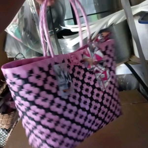 Nkym bayong bags trixie red pink black floral tote hand woven bayong bags modern bayong bags Large and medium size