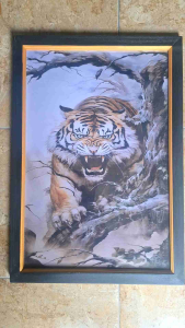 Hiasan Dinding Plus Bingkai Uk:35cm x 53cm Lukisan Cetak Harimau
