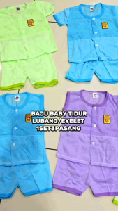 1SET 3PASANG 0-12month BABY EYELET/LUBANG SUIT