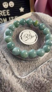 Blue Water Jade natural stone bracelet 11 - 12mm bead size 16cm wrist size