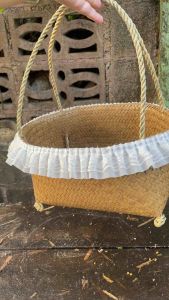 สานกระจูดวงรี ระบายลูกไม้ขาว | กระเช้าสำหรับการระบายลูกไม้ขาว 3 ประกัน ราคาถูกต้อง