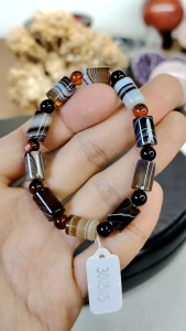 Natural Premium Grade Botswana Agate Crystal Drum Beads Bracelet BTA04