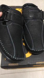 รองเท้าหนังแท้คัชชูชายเปิดส้น Camel แบบสวม เย็บพื้นทั้งคู่ พื้นปุ่มนวดเท้า สีดำ หนังลายช้าง พื้นนุ่ม เย็บพื้น รุ่น CM109 ไซส์ 41-45 หนังวัวแท้100% มีเก็บเงินปลายทาง