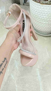 Elegant Double Lace Pageant High Heels Open Toe Women  Sandal