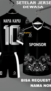 Gratis Sablon Nama Nomor Setelan Jersey Olahraga Sepak Bola Baju Futsal Volly Badminton Nyaman dipakai Pria Wanita Dewasa Set Baju Celana