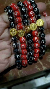 St.Benedict Beads Bracelet for Protection for Men and Women - Stretchable Bracelet with Metal and Beads