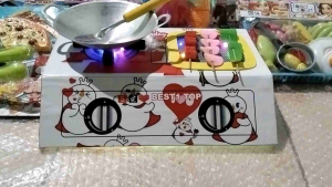 MAINAN EDUKASI ANAK KOMPOR MAINAN ANAK BISA NYALA KELAP KELIP MODEL MIXUE PUTIH