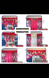 mordivines 2 fushiapink matchy design curtain (Katminmin) double panel window door valance