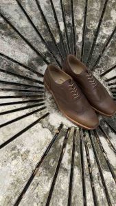 Liam Jacob Men Footwear Mustard Wingtip Dress Shoes Leather Sole