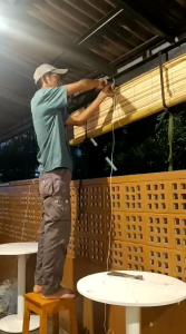 krey/tirai bambu sawit gulung ukuran L 25 x T 25 plus tali penggulung