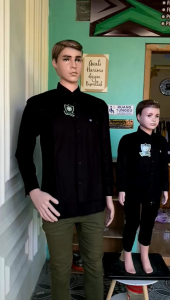 Hitam Kemeja couple ayah dan anak lengan panjang bahan katun cigaret