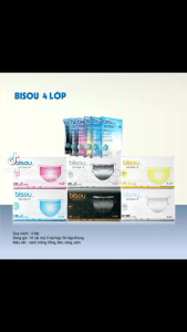 YTe_Mask yte 4 lớp kháng khuẩn BISOU màu đen hộp 50cái