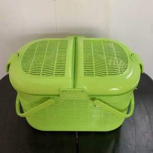 UniGlobal High Quality Picnic Weave Basket w/ Two Opener Lid Side Handle Side Lock Food Storage Picni Organizer Space Saver