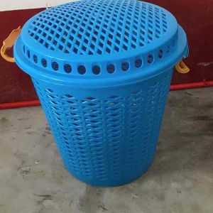 UniGlobal High Quality Round Laundry Basket With Cover And Clip Big Capacity Heavy Duty Space Saver