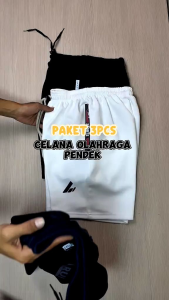 95Ribu Dapat 3pcs Celana Pendek Pria Olahraga Sporty - Celana Running Pria Sport Saku Zipper Gym Fitnes Bahan Tebal Scuba