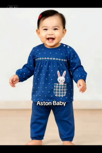 Setelan Baju Tidur Bayi Perempuan Kancing Pundak Katun Tebal Usia 3-18 Bulan Motif Rabbit / Setelan Panjang Bayi / Baju Piyama Bayi Perempuan Aston Store