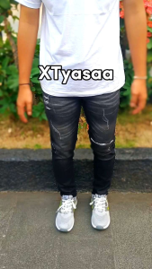 XTyasaa - Celana Jeans Pria Indigo Streach Melar Sobek Tidak Tembus - Celana Jeans Pria Biker Dewasa Ripped Distro